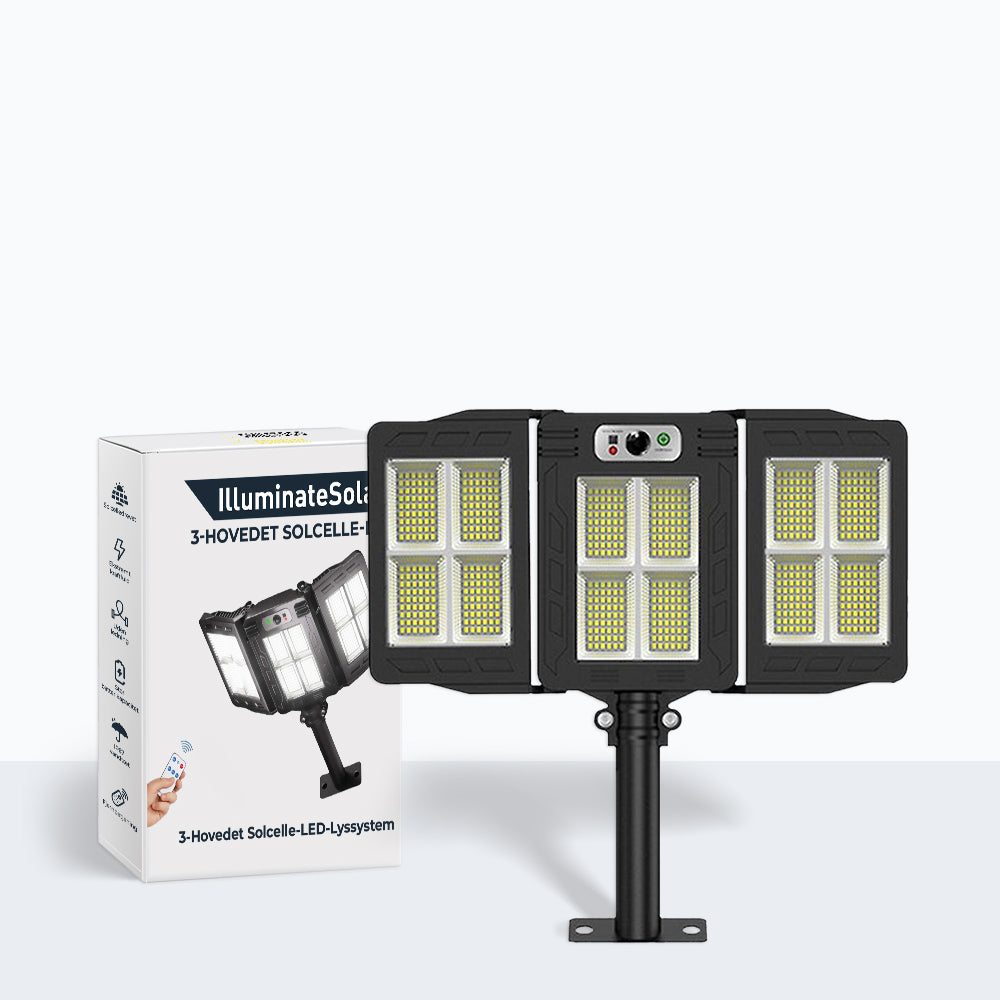 3-hovedet solcelledrevet LED-gadelys