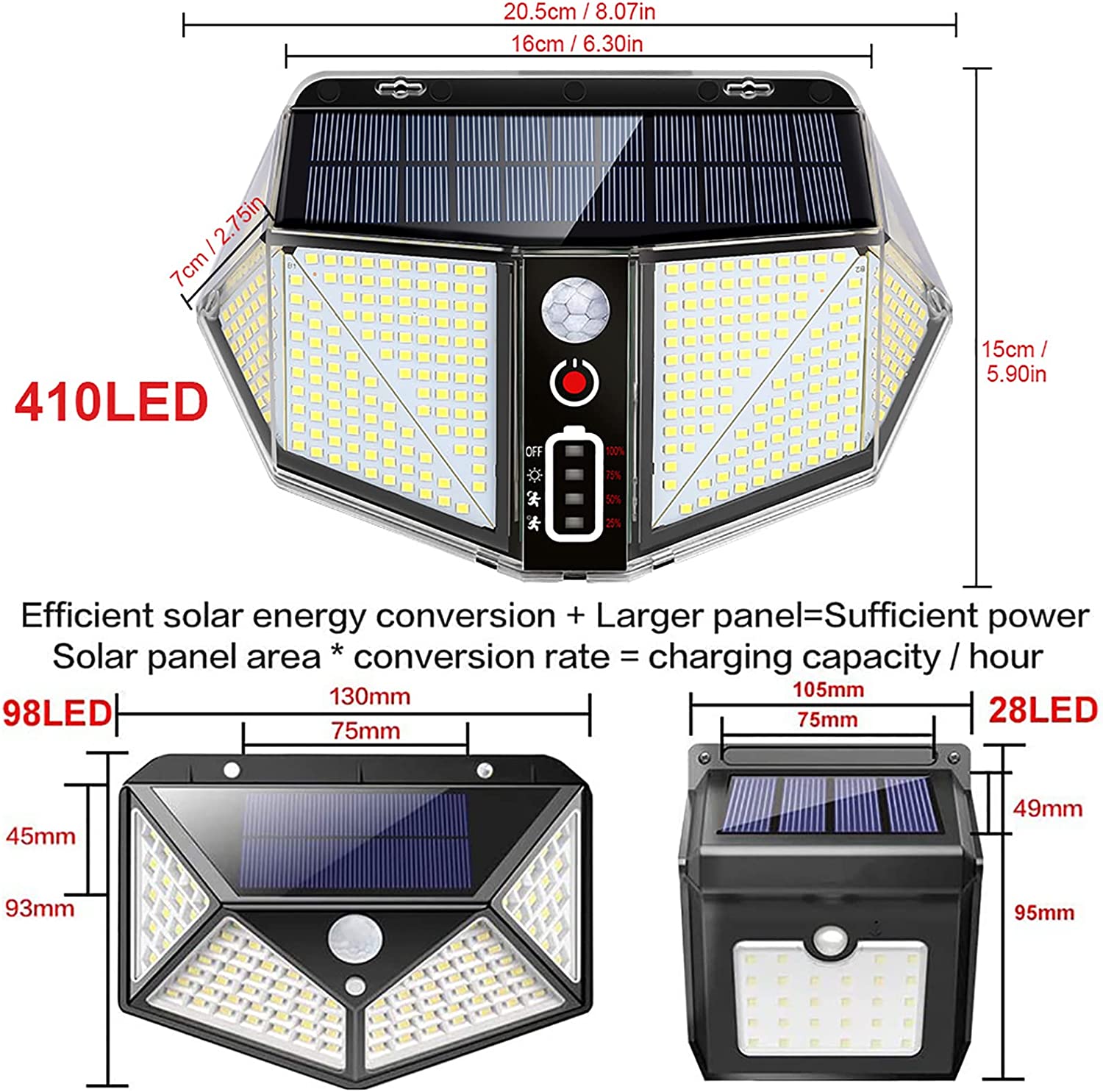 WallMega™- Den 410 LED solcellelampe til hegn