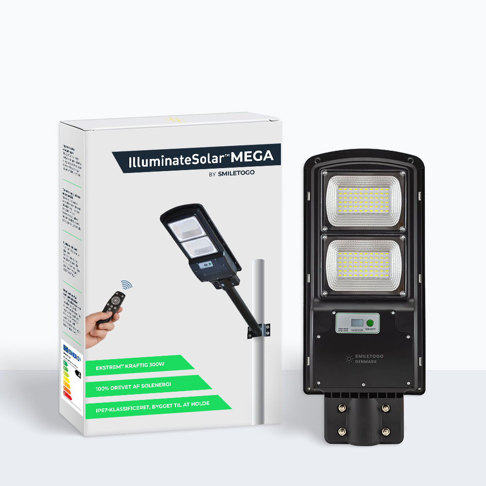 IlluminateSolarMega™- Den ultimative 300W/6000 lumen ultralyse solcelle-gadelygte