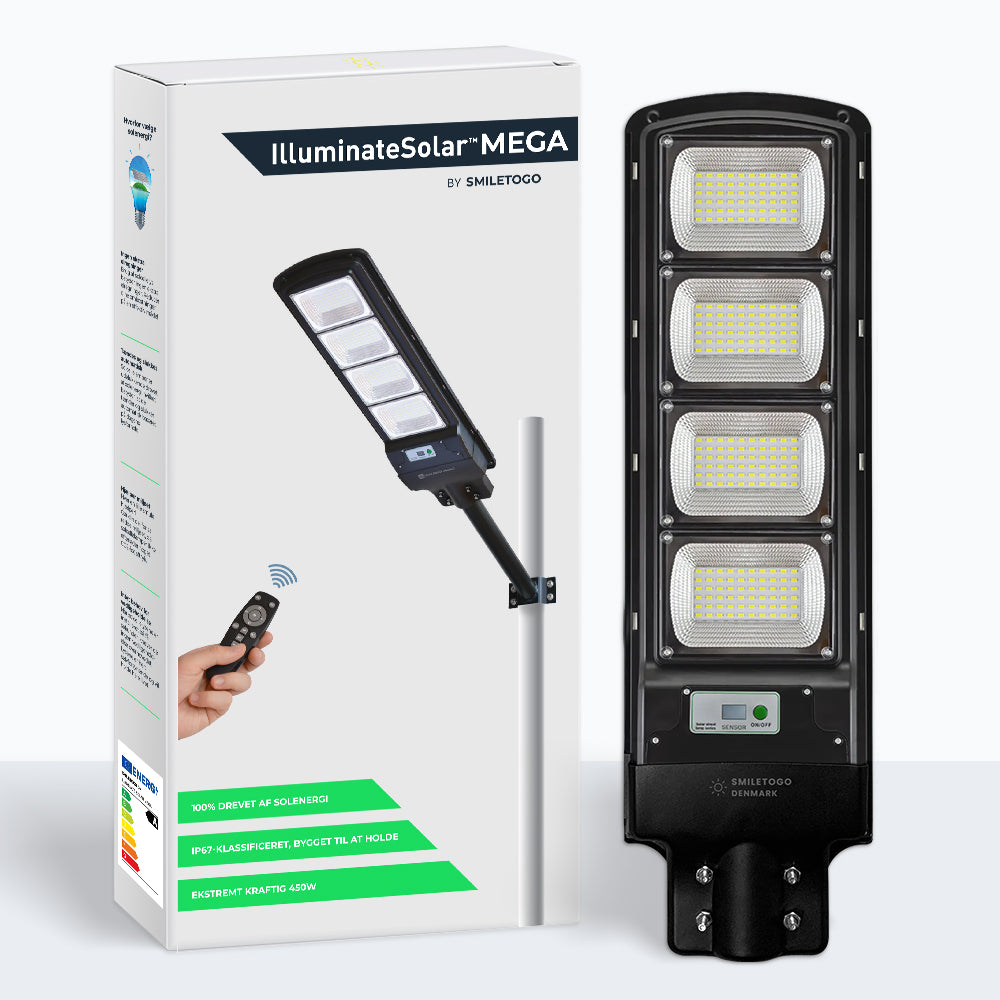 IlluminateSolarMega™- Den ultimative 450W/7000 lumen ultralyse solcelle-gadelygte