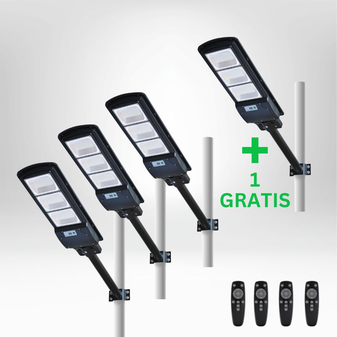 IlluminateSolarMega™ - 3 Lygter + 1 Gratis 375W/6500 Lumen Ultraklare Solcelle-gadelygter