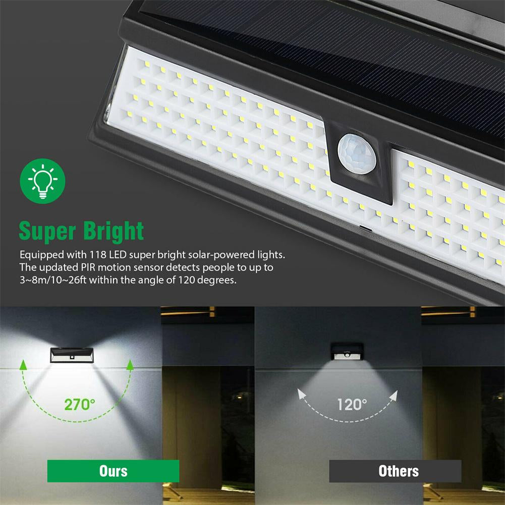 118 LED solcellehegnslampe med 1000 lumen