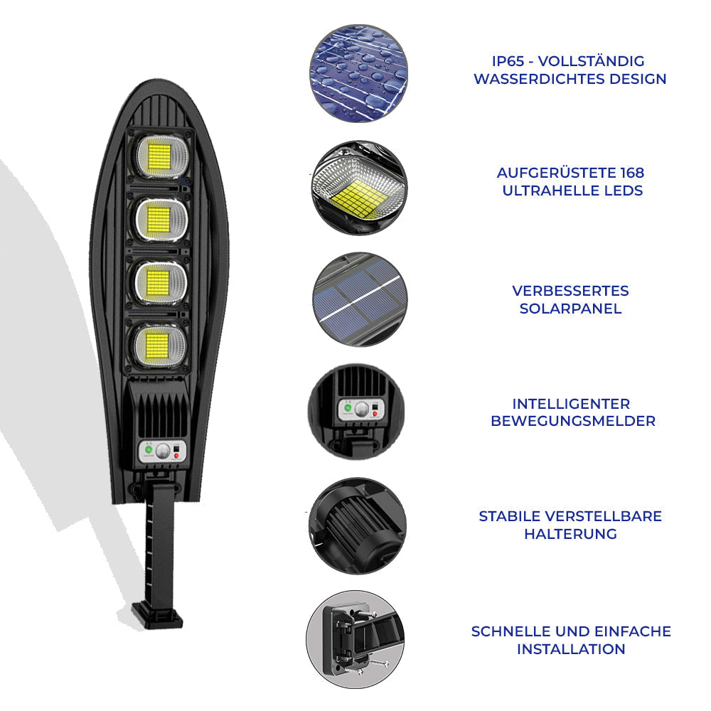 DragonSolar™- 600W soldrevet udendørsbelysning med bevægelsesdetektering