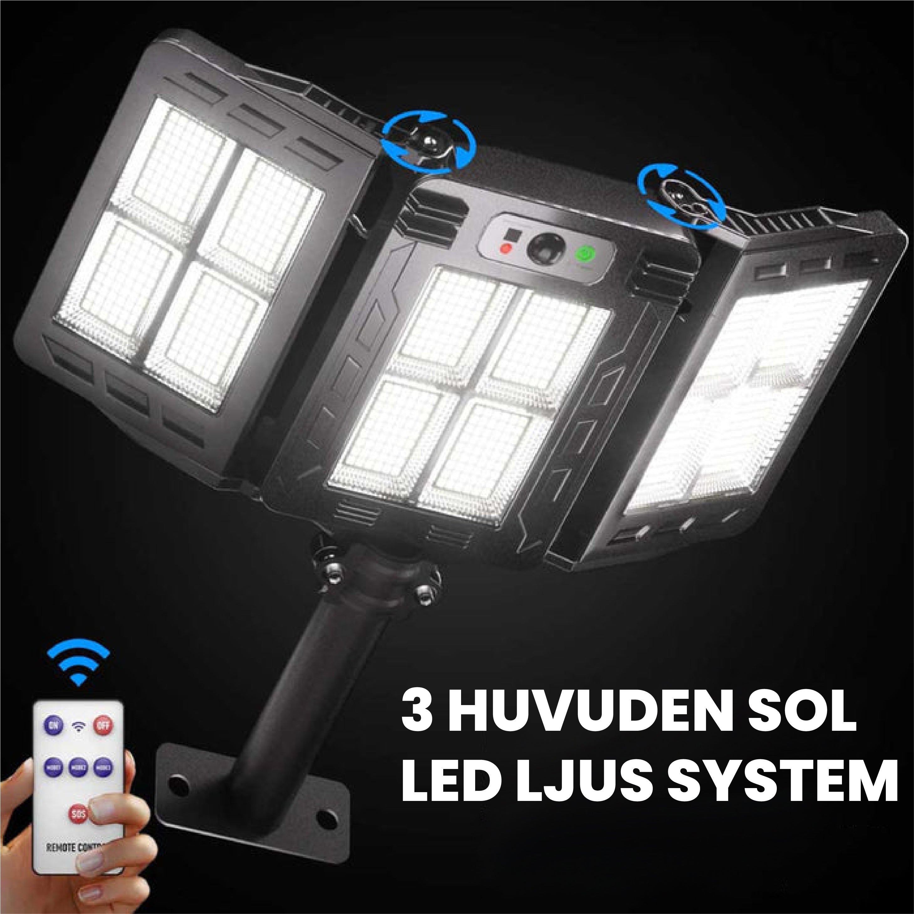 3-hovedet solcelledrevet LED-gadelys