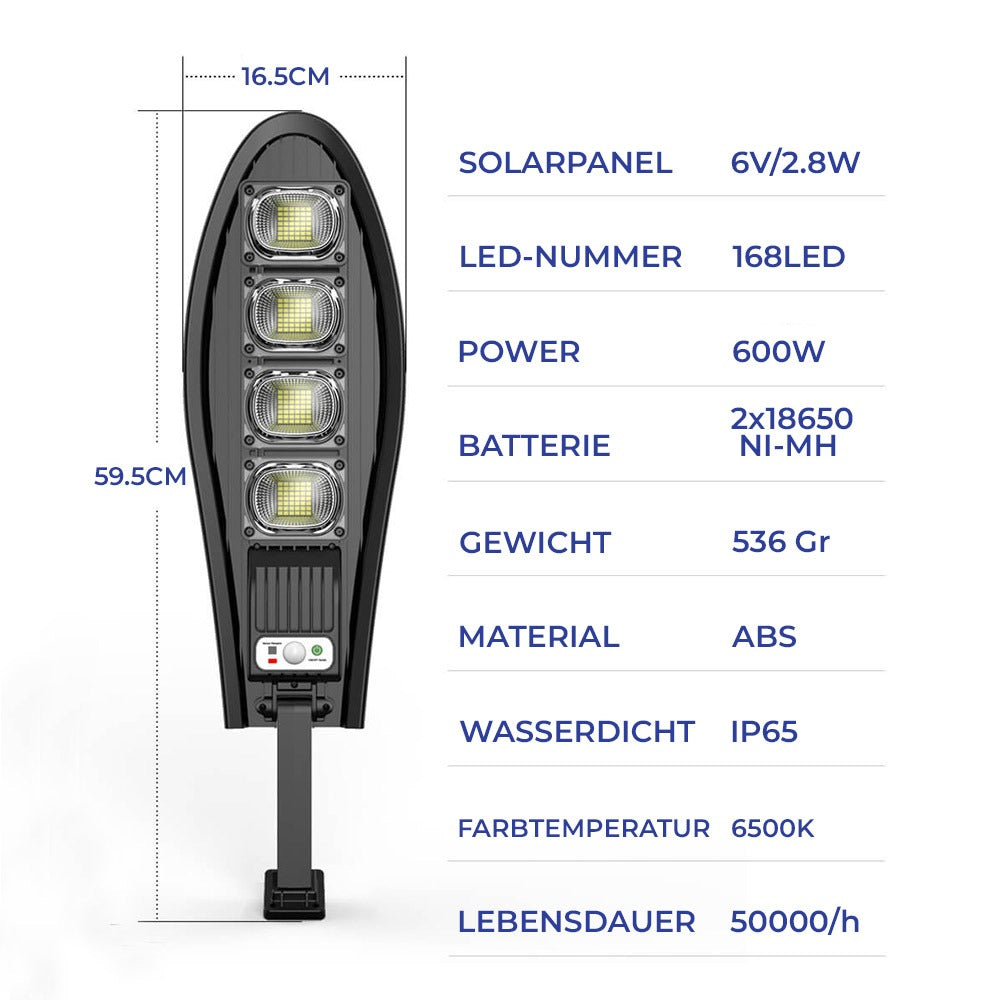 DragonSolar™- 600W soldrevet udendørsbelysning med bevægelsesdetektering